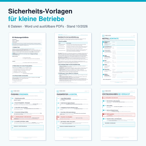 Vorschau: die sechs Dateien des Vorlagen-Pakets